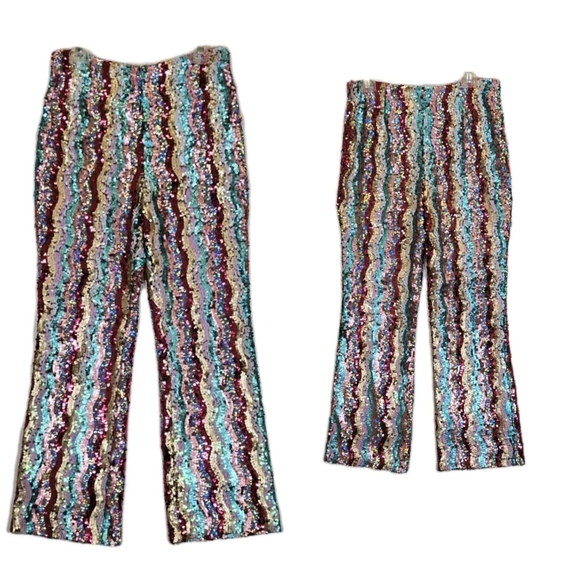 Free People Pants - Free People Dance Again Multi Color Rainbow sequin pants size 8